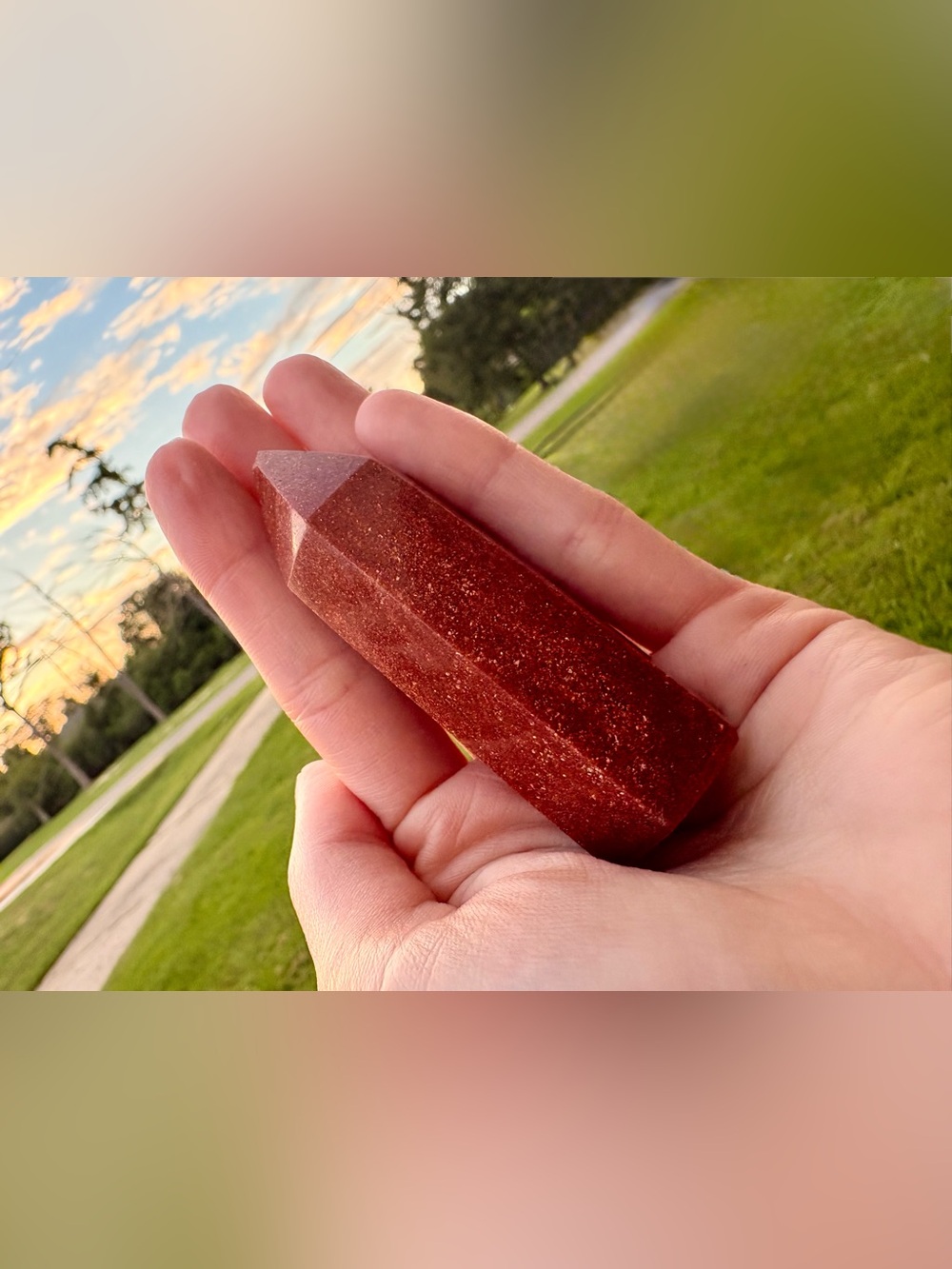 Goldstone Point Tower Crystal - Deep Reddish Brown